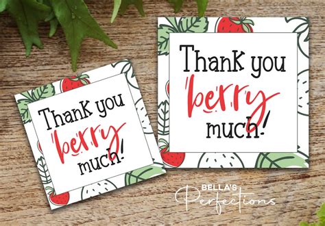 Thank You Berry Much Printable Tags Teacher Appreciation Etsy