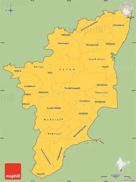 Maybe you would like to learn more about one of these? Savanna Style Simple Map of Tamil Nadu, cropped outside
