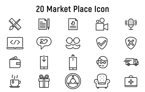 20 Market Place Icon Set Graphic By Captoro · Creative Fabrica