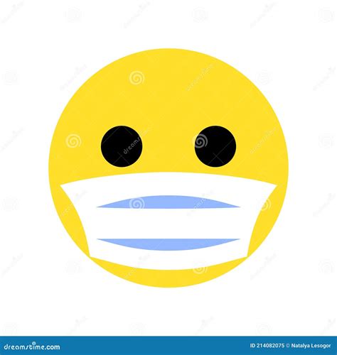 Smiley Face Mask Simple Flat Design Isolated Icon Wearing A White