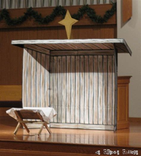 Kids Nativity Cardboard Turned Wood Stable Outdoor Nativity