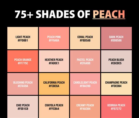 Shades Of Peach Color Names Hex Rgb Cmyk Codes Shades Of