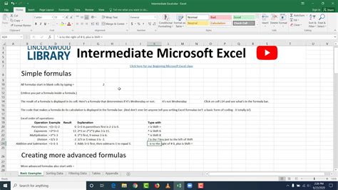 Intermediate Microsoft Excel Youtube