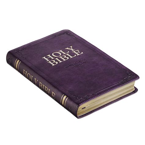Purple Faux Leather King James Version Deluxe T Bible With Thumb In