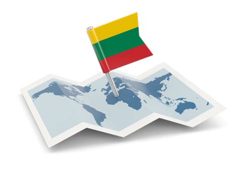 Flag Pin With Map Illustration Of Flag Of Lithuania