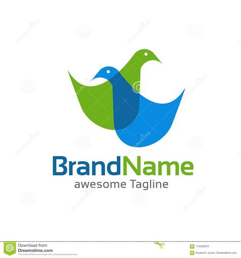 Creative Simple Two Bird Colorful Logo Vector Stock Vector