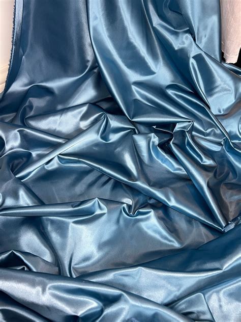 1 Meter Metallic Blue Luxury Acetate Satin Bridal Dressesdrape Fabric