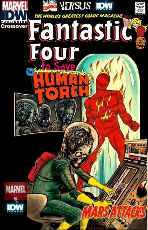 Mars Attacks Human Torch Fantastic Four Marvel Vs Commando Crossovers Comic Book Cover