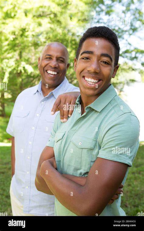 African American Father Talking To His Teen Son Stock Photo Alamy