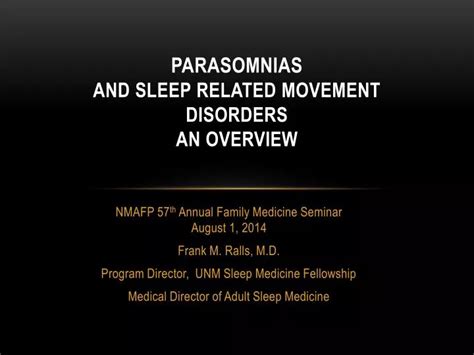 ppt parasomnias and sleep related movement disorders an overview powerpoint presentation id