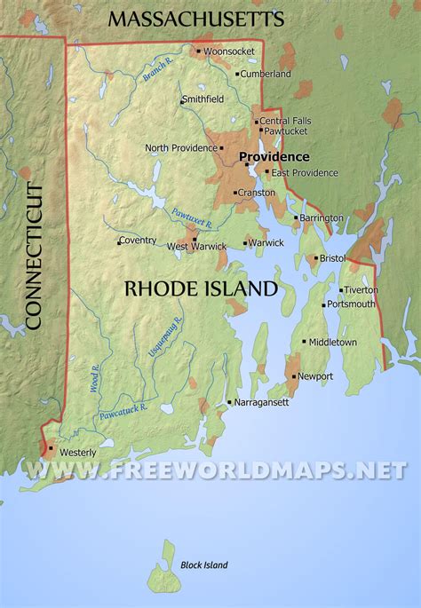 Detailed Political Map Of Rhode Island Ezilon Maps