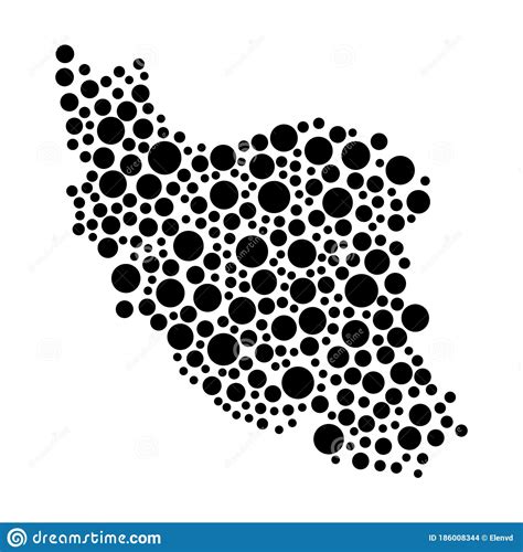 Iran Map From Black Circles Of Different Diameters Or Spots Blotches