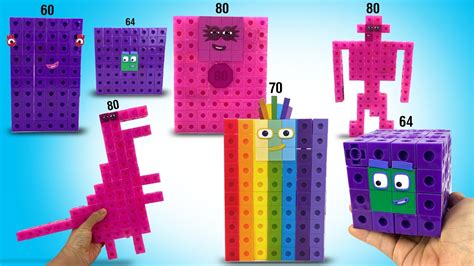 Diy Numberblocks 60 To 80 With Roboctoblock And Dinoctoblock Snap Cubes Custom Set Youtube