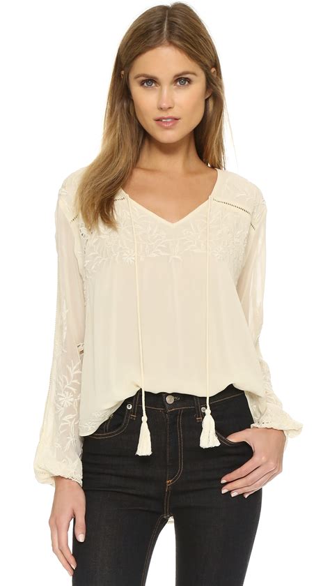 Lyst Love Sam Lace Peasant Top In White