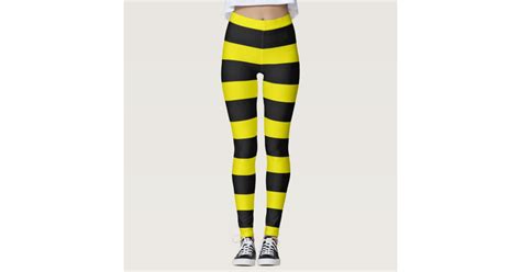 Yellow Black Bee Like Stripes Pattern Leggings Zazzle