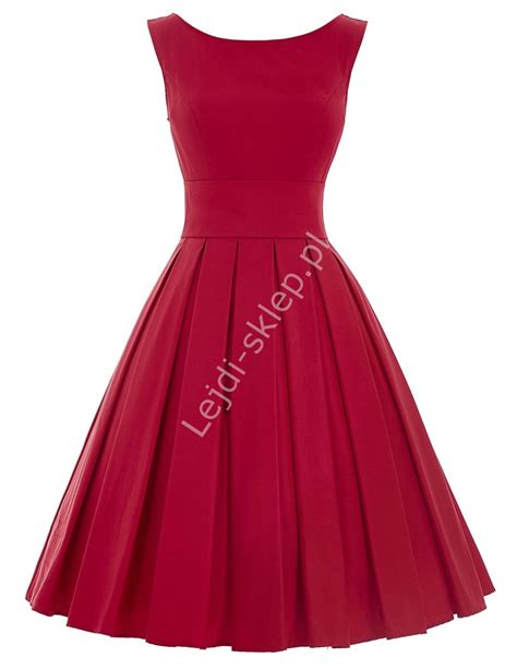 Czerwona Wizytowa Sukienka Z Plisowanym Dołem Czerwone Sukienki