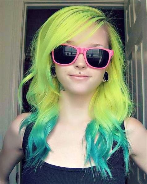 Green Ombre Hair Dip Dyed Hair Colored Hair Tumblr