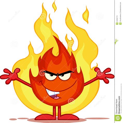 Free fire provides its players with a wide range of characters that they can choose from. Evil Fire Cartoon Character With Open Arms In Front Of ...