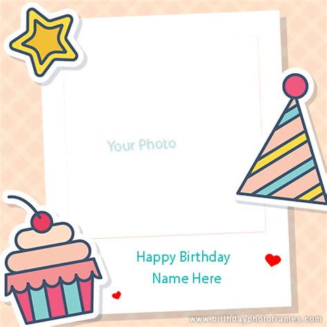 Make Online Happy Birthday Blue Wish Card With Name And Photo
