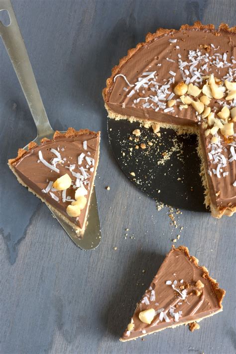 Chocolate Coconut Caramel Tart With A Macademia Nut And Coconut Crust