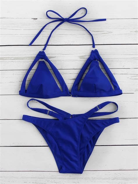 shop cutout detail wrap triangle bikini set online shein offers cutout detail wrap triangle