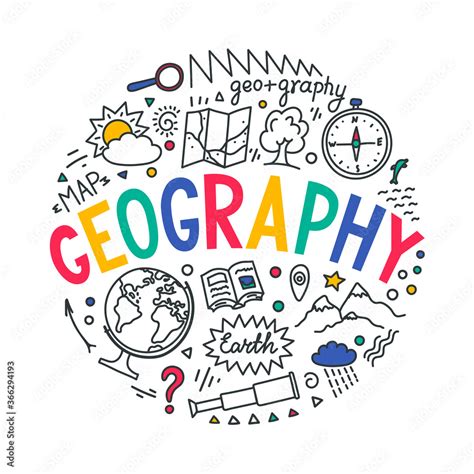 Geography Hand Drawn Word Geography With Educational Doodles