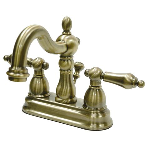 kingston brass victorian 4 in centerset 2 handle bathroom faucet in vintage brass the home