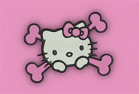 Skull Hello Kitty Embroidery Design 10 File Formats 10 Sizes Etsy