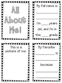 Free printable with an adorable cover! All About Me Accordion Fold Mini-Book ~ Freebie! by Lisa ...