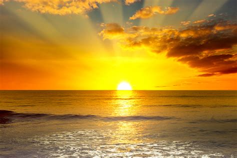 Majestic Bright Sunrise Over Ocean Stock Photo Download Image Now
