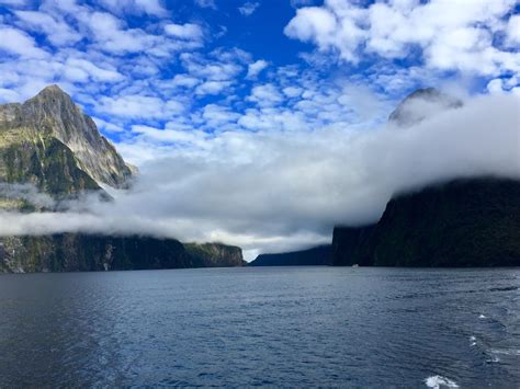Milford Sound New Zealand With Low Hanging Clouds Oc 1334x750 R