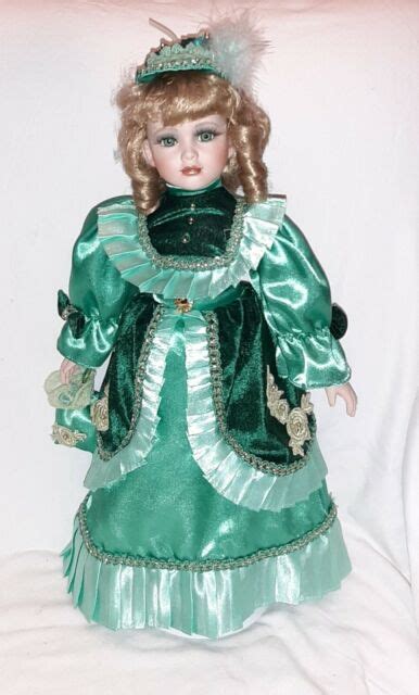 Porcelain Doll Green Victorian Dress Blonde Hair 16 Tall Ebay
