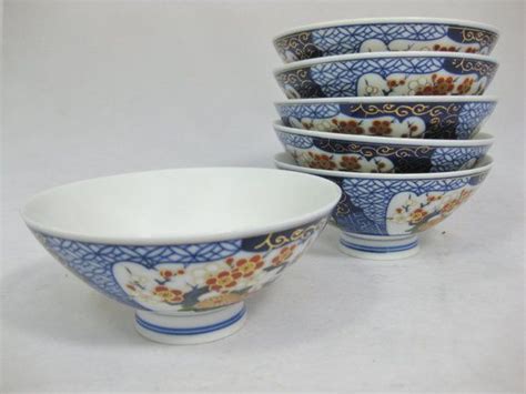 Japanese Porcelain Rice Bowls Set Of 6 Etsy Japanese Porcelain
