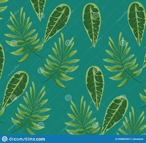 Leaves Plants Green Nature Pattern Background Stock Vector
