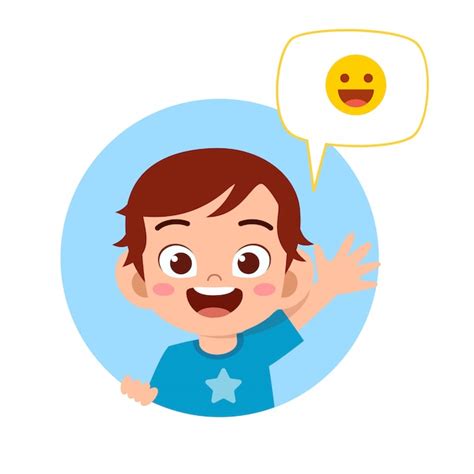 Premium Vector Happy Cute Kid Boy With Emoji Expression