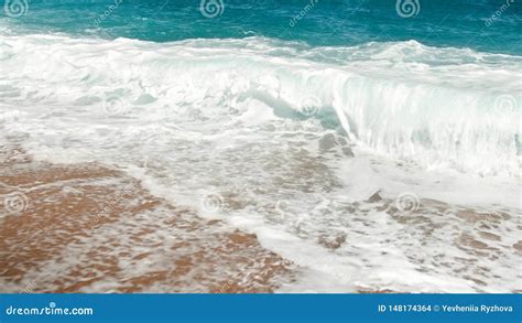 Closeup Image Of Sea Waves Rolling Over The Coast Ocean Tides Crushing