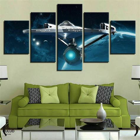 Star Trek Starship Enterprise 5 Pieces Canvas Wall Art Framed Etsy