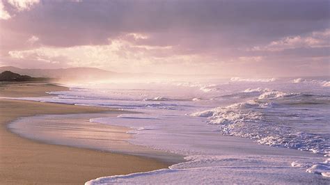 Sunset Waves Easy Sea Shorelines Beaches Wallpaper 1920x1080 238307