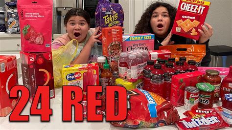 24 Hours Eating Only Red Food Challenge Youtube