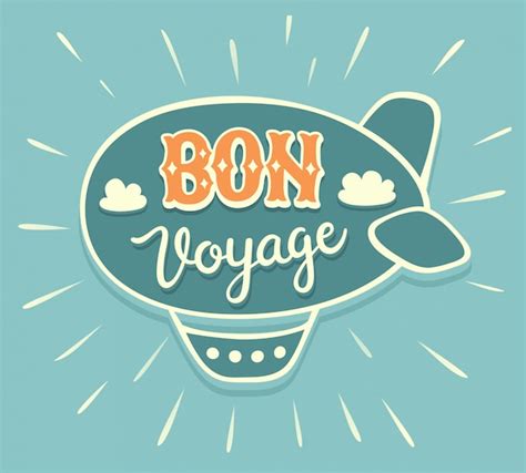Premium Vector Bon Voyage Hand Lettering With Airship
