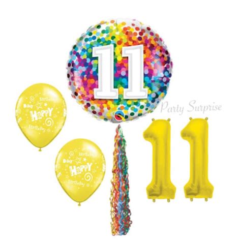 11th Birthday Balloon Package Mylar Foil Latex Balloon Tail Etsy