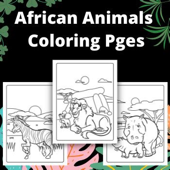 African Animals Coloring Pages by Qetsy | TPT