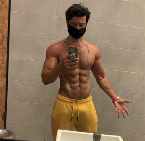 Attractive Shirtless Muscle Abs Hunk Bathroom Selfie Face Mask