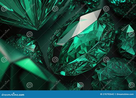 3d Abstract Green Crystal Background Faceted Texture Emerald Gem