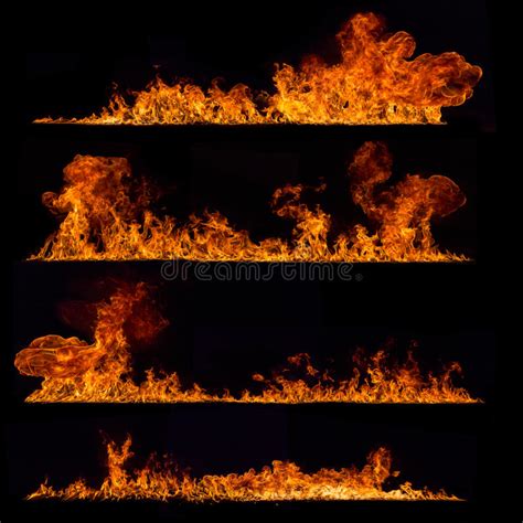 High Resolution Fire Collection On Black Stock Image Image Of