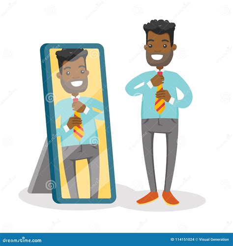 Man Looking In Mirror Person In Restroom Or Washroom Vector