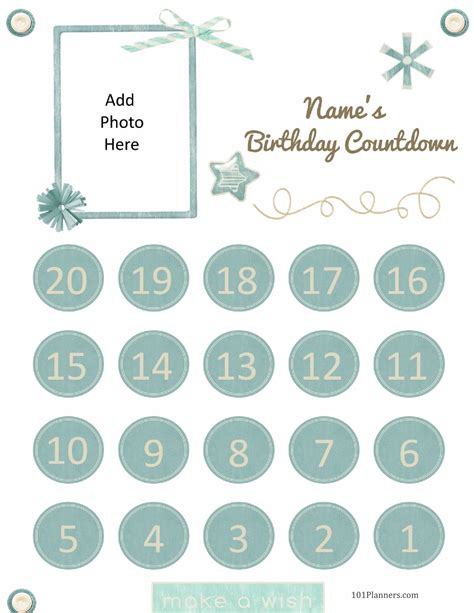 Free Birthday Countdown Printable Printable Templates