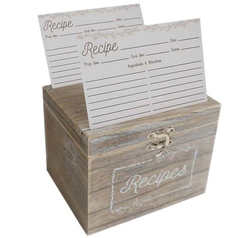Rustic Recipe Box With Cards And Dividers Dekali Designs