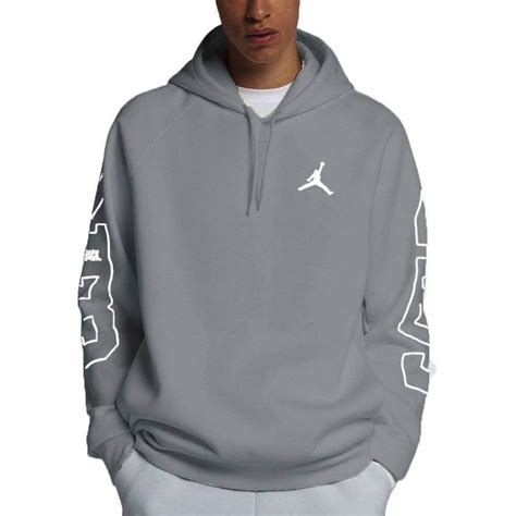 Nike Jordan Aj 10 Flight Fleece Mens Pullover Hoodie Charcoalwhite