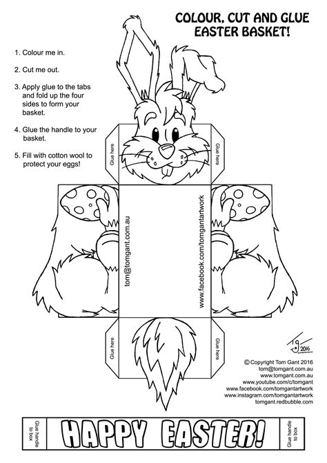 Bunny & bow printable ~ this is so easy to make, just print, cut, fold and tape. Colour, Cut And Glue Easter Basket! · A Piece Of ...